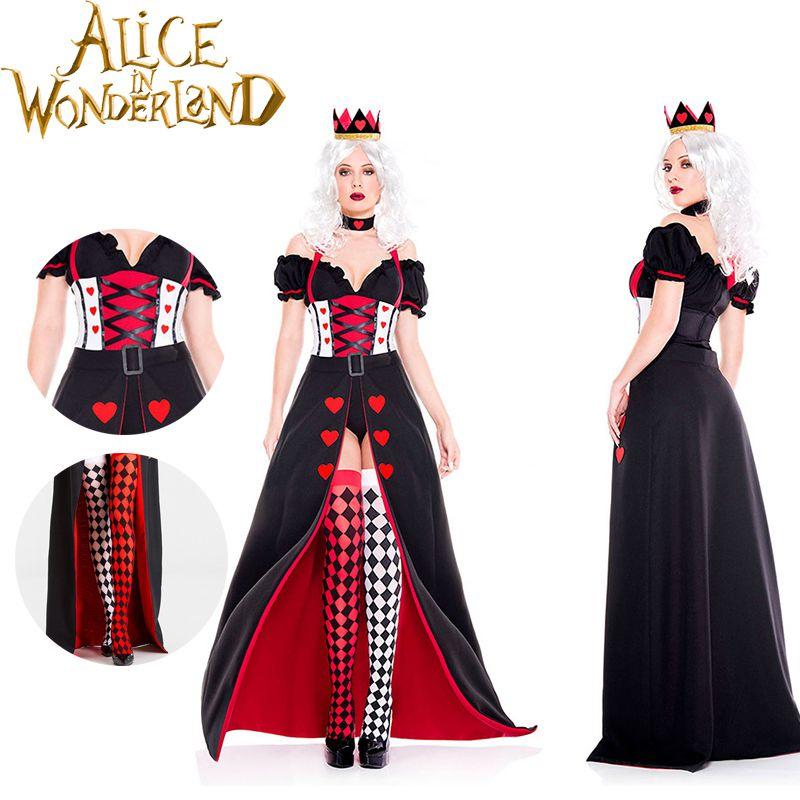 Alice Wonderland In The Red Queen Cosplay Costume Outfits Halloween Carnival