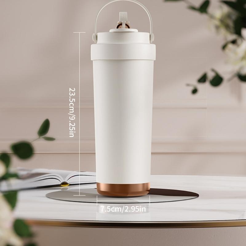 750ml Leak Proof Straw Water Container Vacuum Insulated Travel Mug for Cold Beverages Ceramic Lined Drinkware