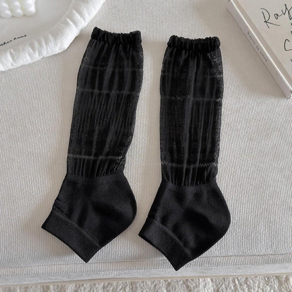 Loose Fit Sunscreen Socks Mesh Foot Cover Trend Medium Tube Socks Women s чёрный