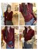 Women's Wine Red Button-Up Henry Collar T-Shirt - Spring/Autumn Waist-Cinching Long Sleeve 2026