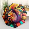 1pc Vibrant Squirrel Art Umbrella - Automatic Folding, 8-Rib Design, Colorful Floral & Leaf Pattern, Portable & Foldable for O