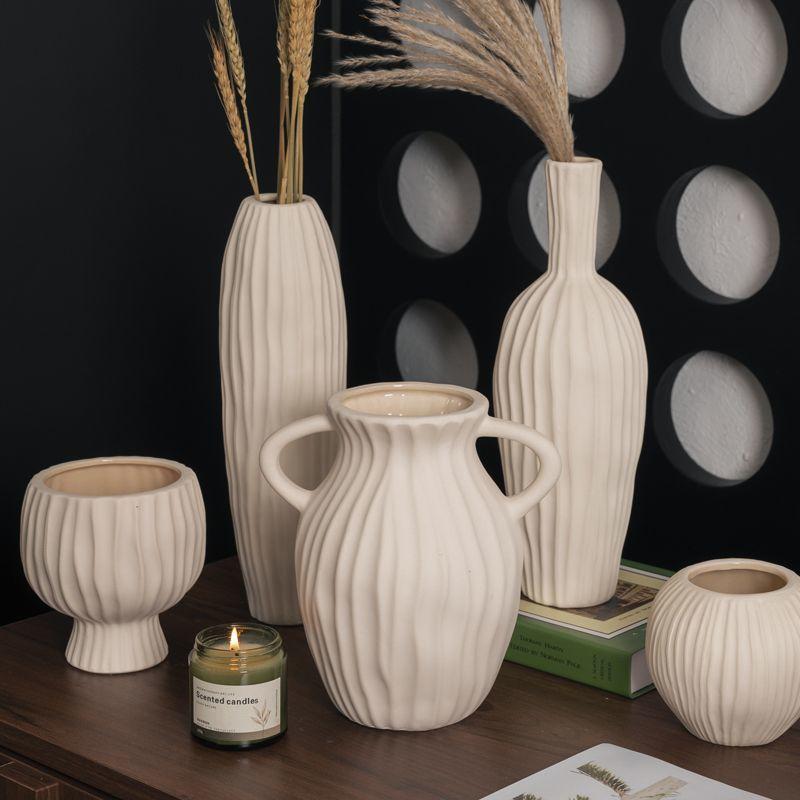 French Style Ceramic Vase White Flower Vase Modern Decorative Vases for Bouquet Farmhouse Living Room Wedding Table Centerpieces