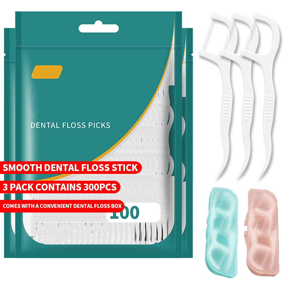 (Comes with Convenient Dental Floss Box) 1000/500/300/100/50PCS Fine Sliding Dental Floss Stick Cleaning Tool for Interdental Ga
