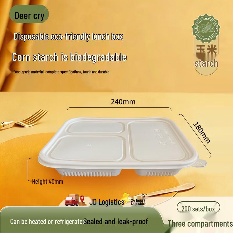 

Biodegradable 3-Compartment Microwavable Food Containers