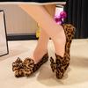 Fashion 2024 Fashion Women's Shoes Leopard Print Women's Flats Hot Sale Butterfly-knot Office and Career Sexy Pointed Toe Flat Low Heels