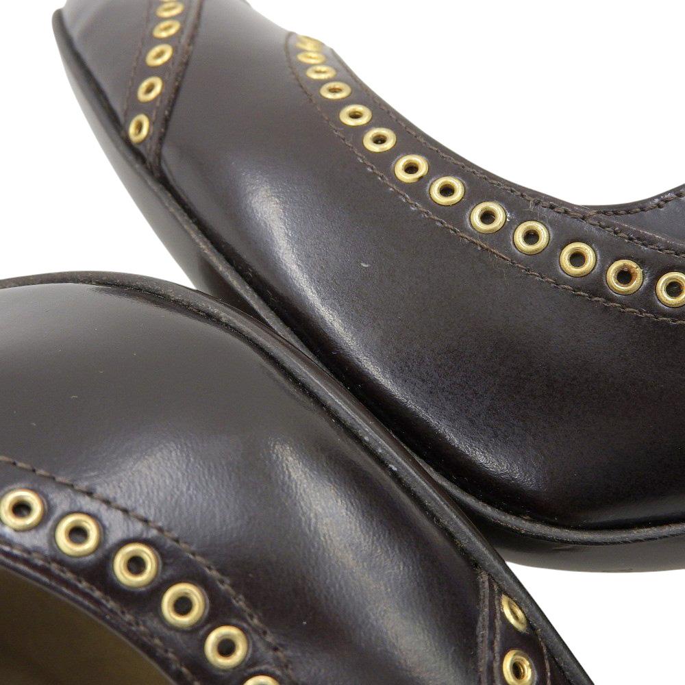 Sergio Rossi Beautiful Leather Lace-up Round Toe Heel Pumps for Women, Brown, Size 38 Shoes 38 BrownUsed