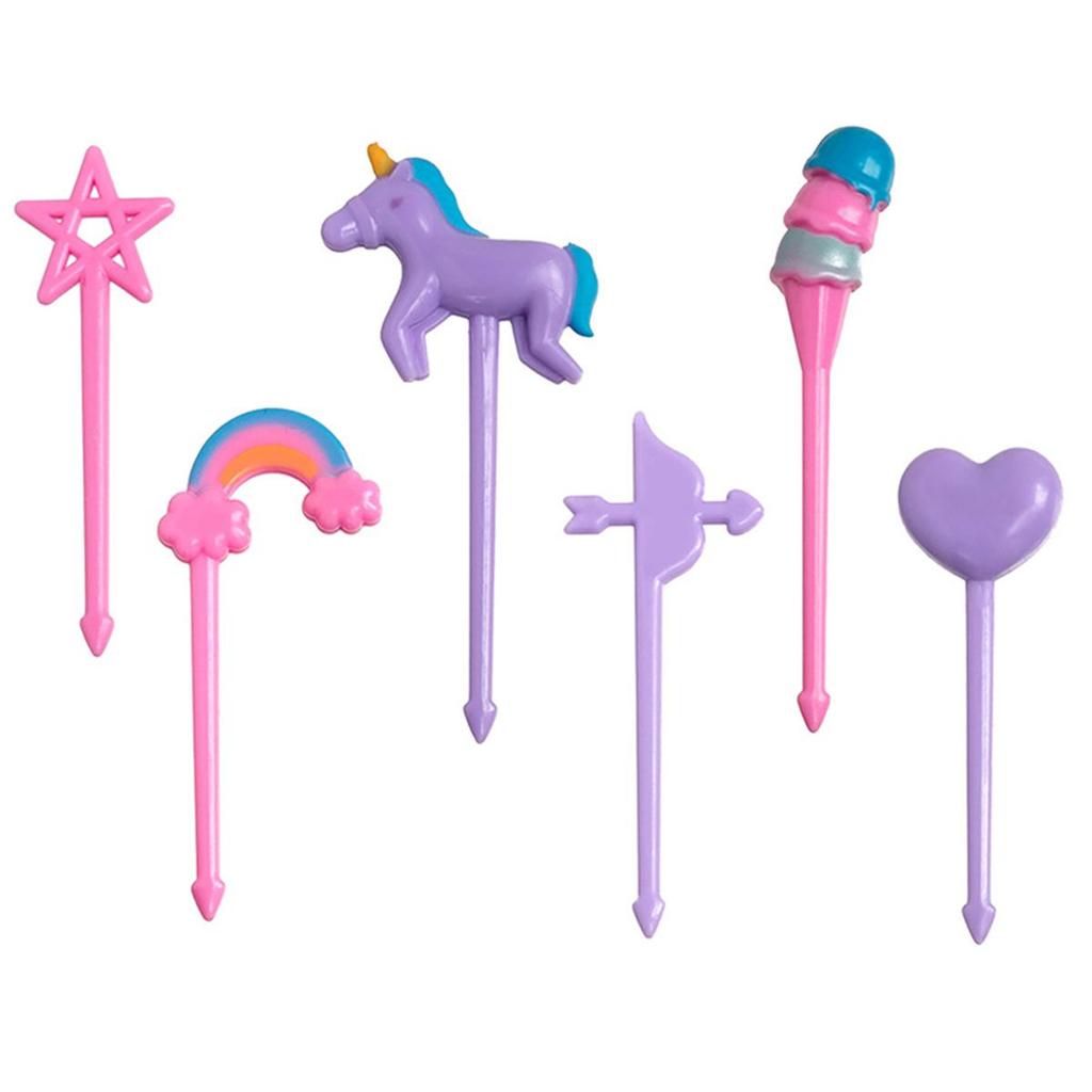 Lot de 6 mini fourchettes à fruits et aliments de dessin animé pour enfants, fourchettes à dessert, décoration de fête