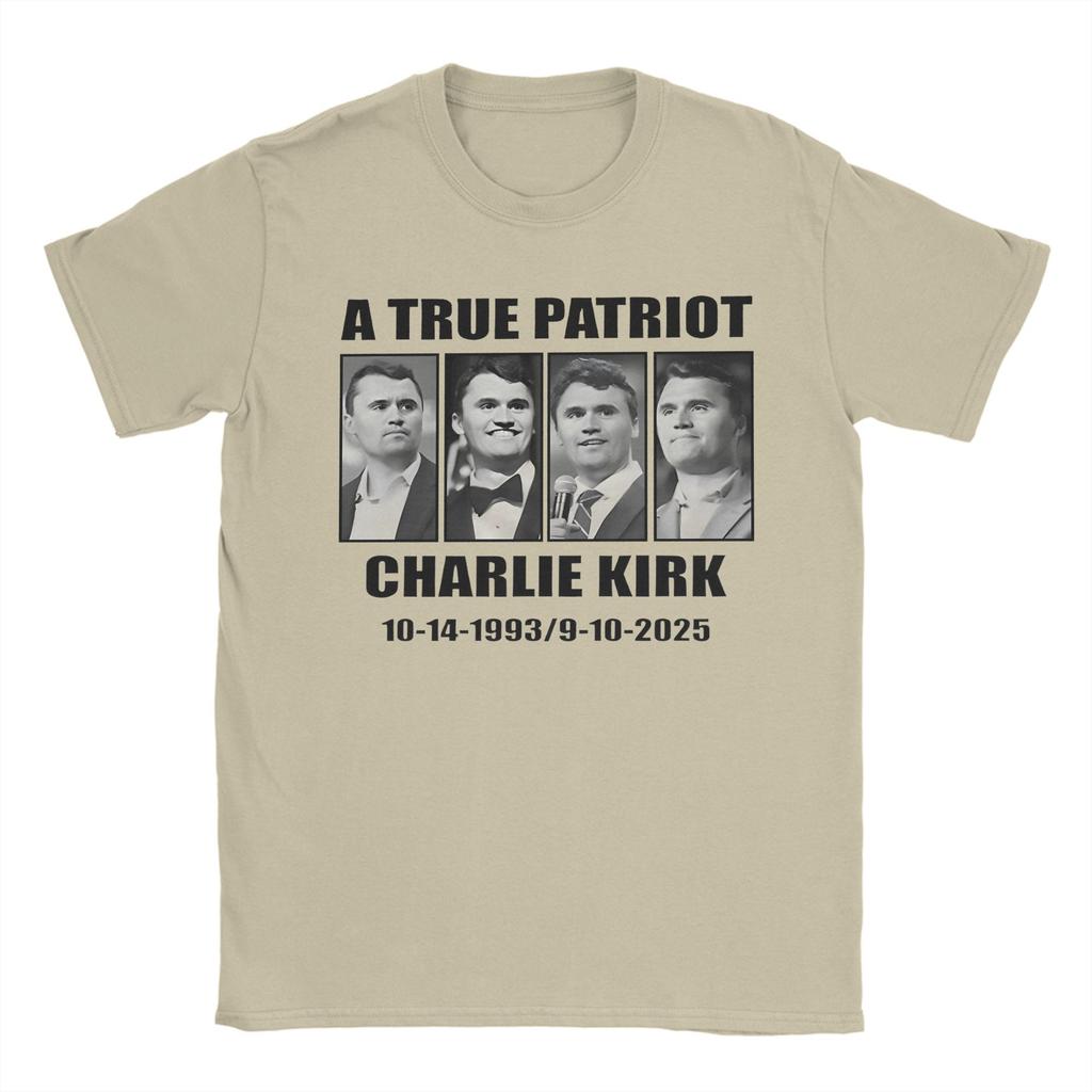 Charlie Kirk A True Patriot T-Shirts for Men  Vintage Cotton Tees O Neck Short Sleeve T Shirt Big Size Tops
