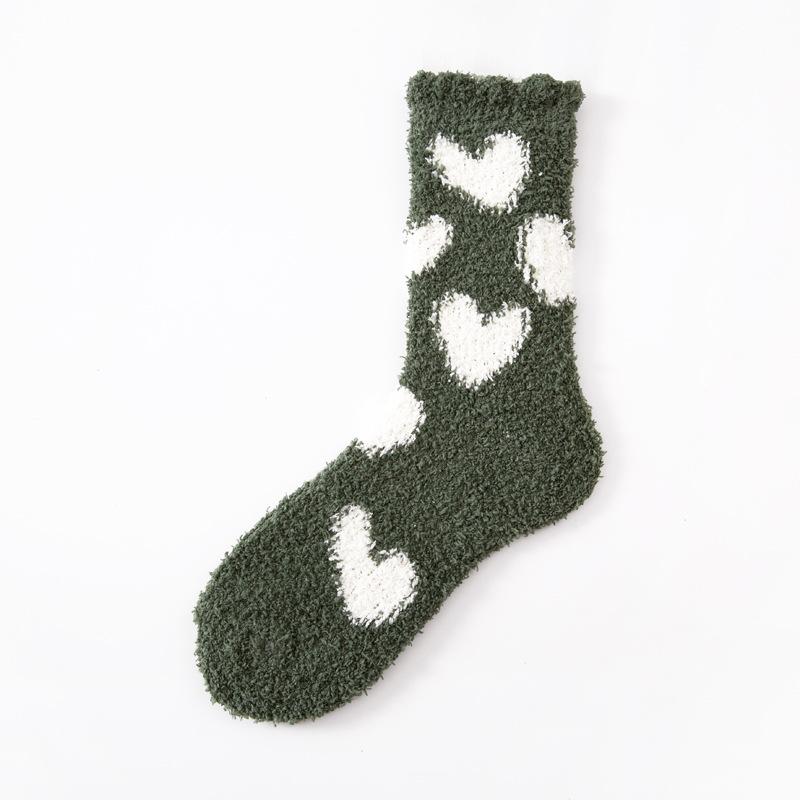 

5/10 пар повседневных утолщенных носков для женщин на осень-зиму из кораллового флиса, не линяющих, для дома, теплые, длиной до середины икры, простых носков для сна в форме сердечка 5 Pairs