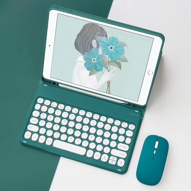 Compatible iPad 11 Pro 2025 Bluetooth Keyboard Case with Round Cap and Leather Cover for iPad 10.2