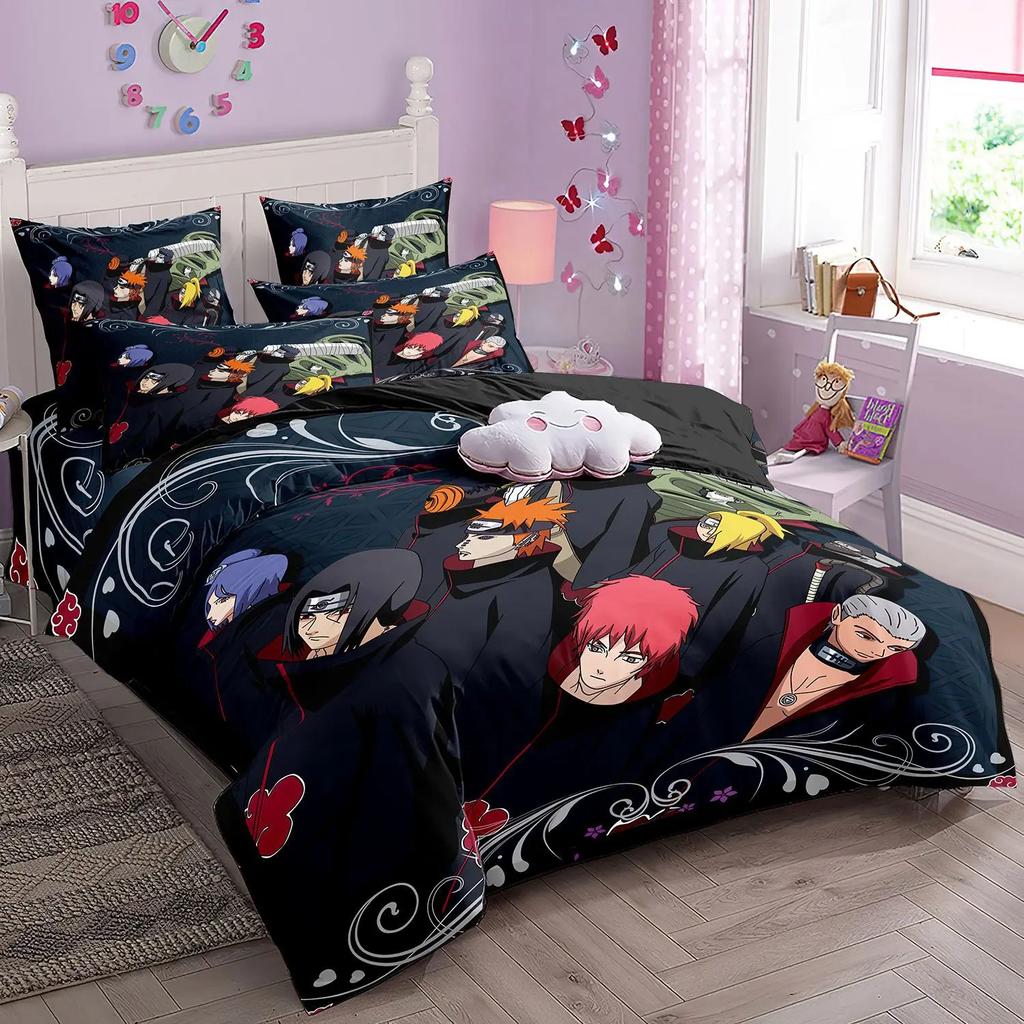 S High Quality Comfortable Quilt Cover Set Ninja Uzumaki Uchiha Beding Set Anime N-Naruto Soft Duvet Cover Plus Pilowcase For Young Boys Gift