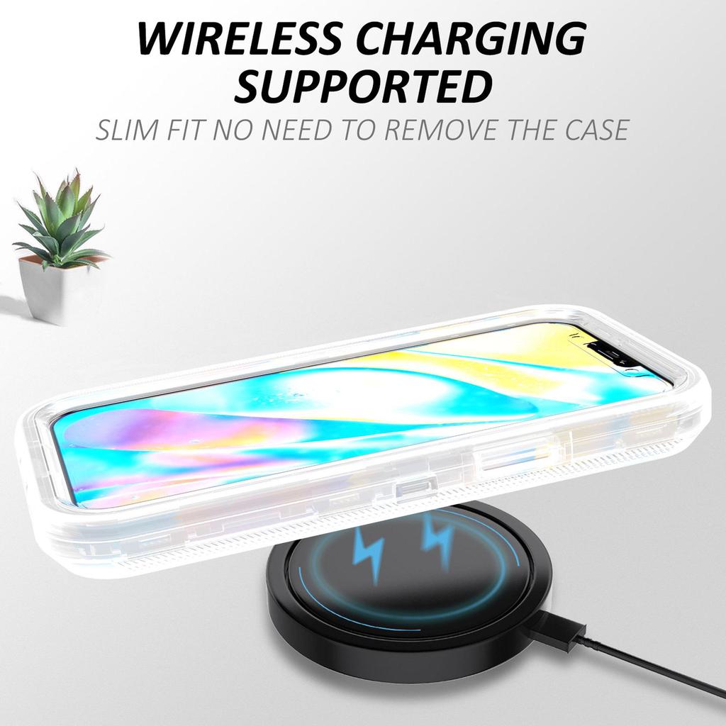 iPhone 14/5/7 Pro Max Transparent Robot S24 Ultra 3-in-1 Drop-Proof Case