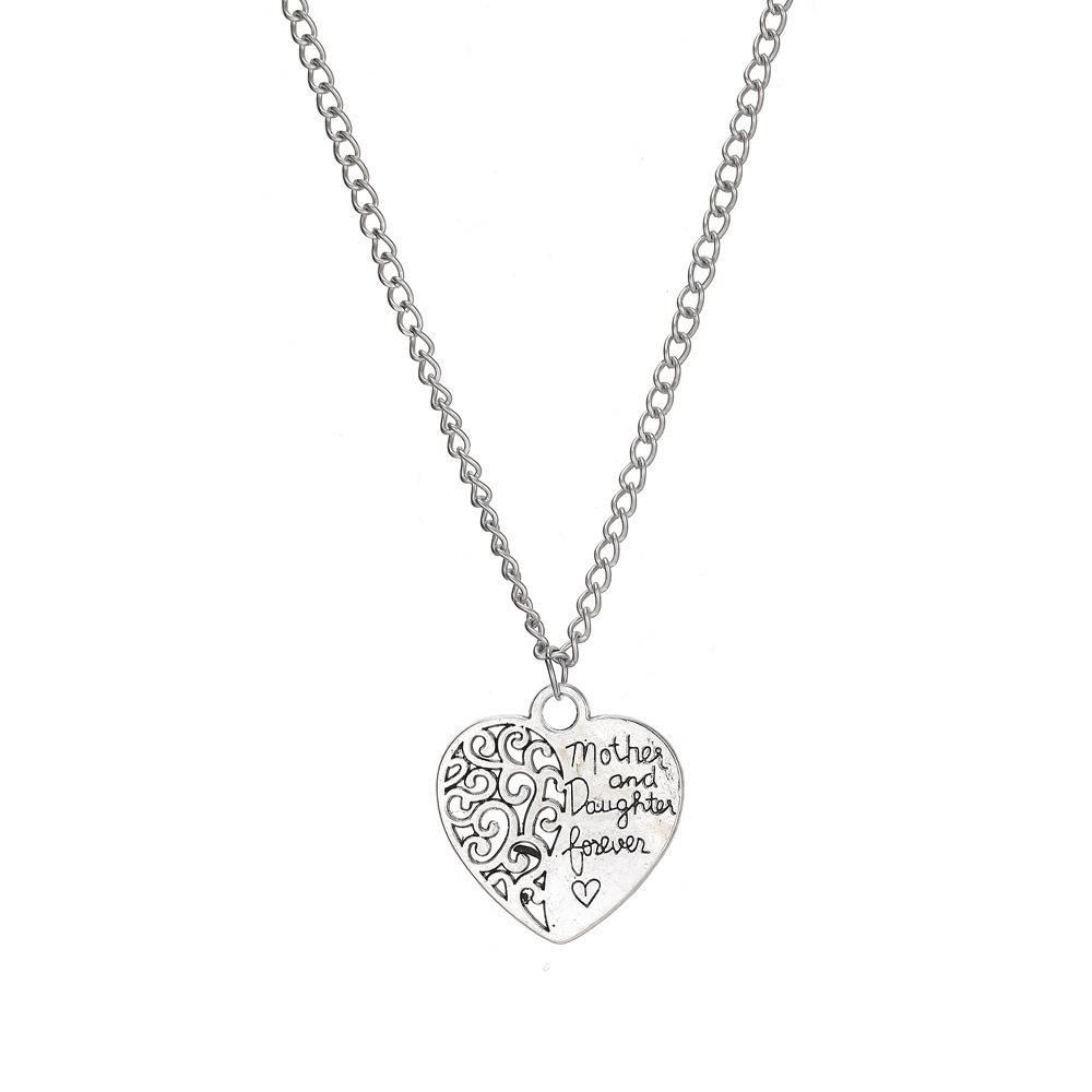 English Lettering Mother & Duaghter Mother And Daughter Love Hollow Necklace Necklace