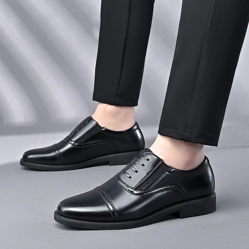 Leather shoes men's shoes soft sole non-slip business dress three joint leather shoes