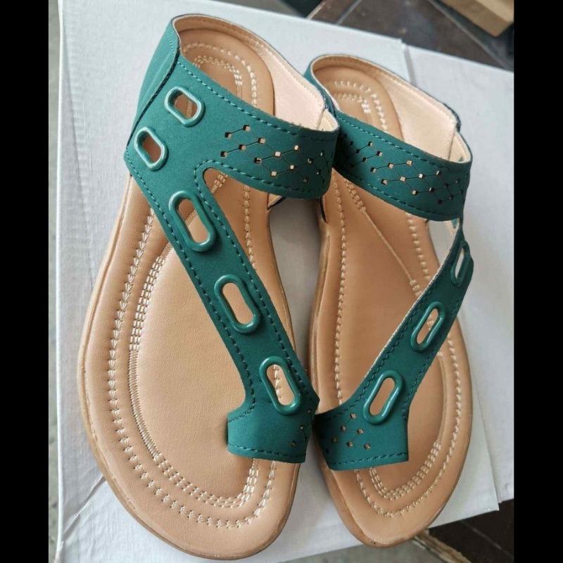 New toe slippers hollow splicing flat bottom casual 414243 large size sandals