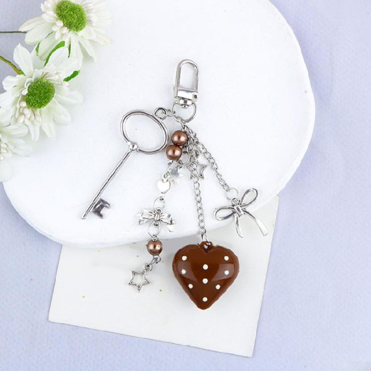 Pingente Multifuncional de Coração com Laço Porta-Chaves Portátil para Mulheres Estilosas Acessório Prático para Bolsa para Uso Diário