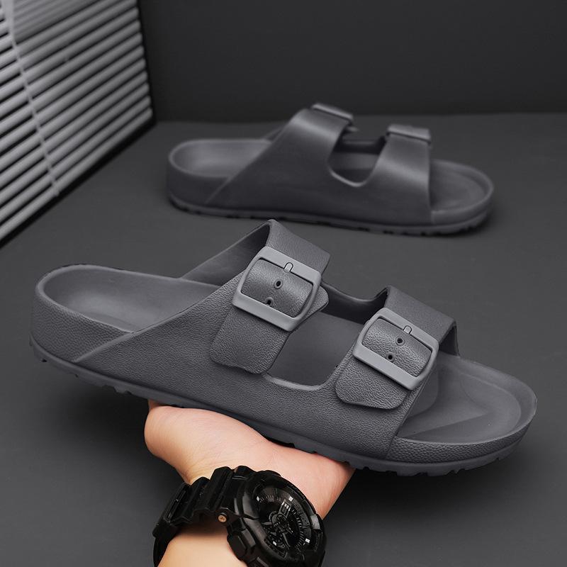 2025 New Men's Outdoor Beach Sandals Non-Slip Double Buckle Strap Comfortable Summer Slides for Casual Walking Water Activities