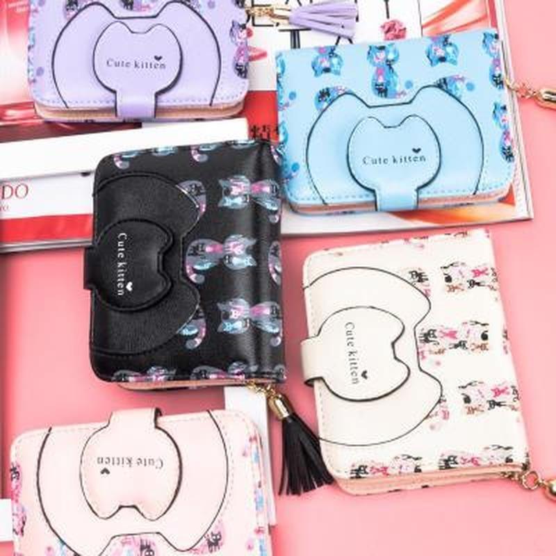 commodity Women Cute Cat Wallet Small Zipper Girl Wallet Pu Leather Women Coin Purse Female Card Holder Wallet