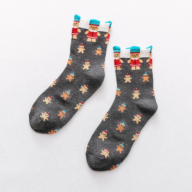 

Women s Cotton Ribbed Mid-Calf Socks - Cartoon Penguin Christmas Design One Size