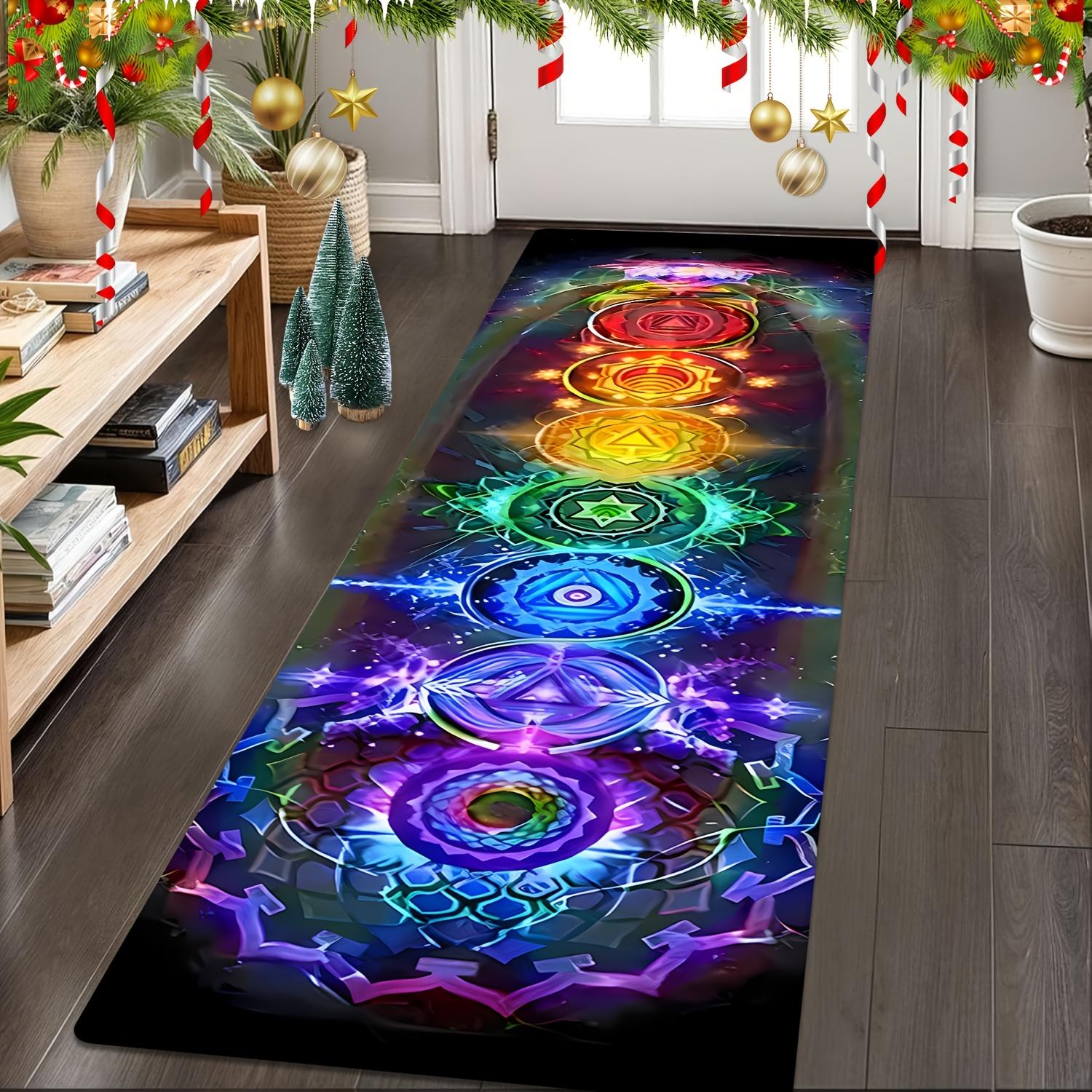 

VIKAMA Colorful Meditation Chakra Runninger Rug Entrance Corridor Non-slip Floor Mat Outdoor Bedroom Rug Home Decoration 40x120cm 16x47inch