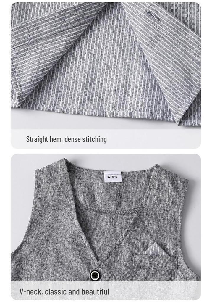 2026 Summer Boys' Three-Piece Set: Short-Sleeved T-shirt, Shorts & Vest - Children's Gentleman Outfit