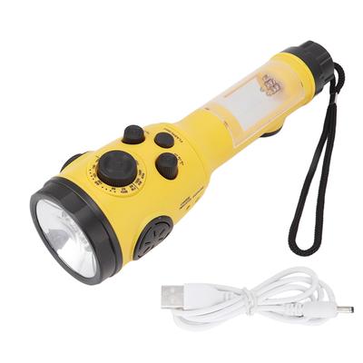 Emergency Flashlight Portable Rechargeable Hand Cranked Multifunctional LED Torch AM FM Frequency