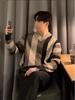 Men's Korean Striped V-Neck Knit Sweater - Autumn/Winter Loose Fit Long Sleeve Pullover