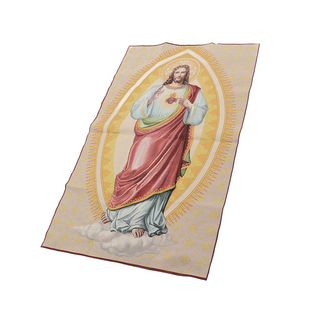 Christian Icons Baroque Style Christian Sacred Heart of Jesus Gold Silk Brocade Portrait Wall