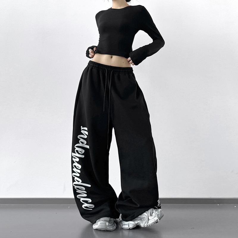

Gray Embroidered Women s Sweatpants: 2025 Spring/Autumn Student Street Dance Versatile Casual Pants XXL
