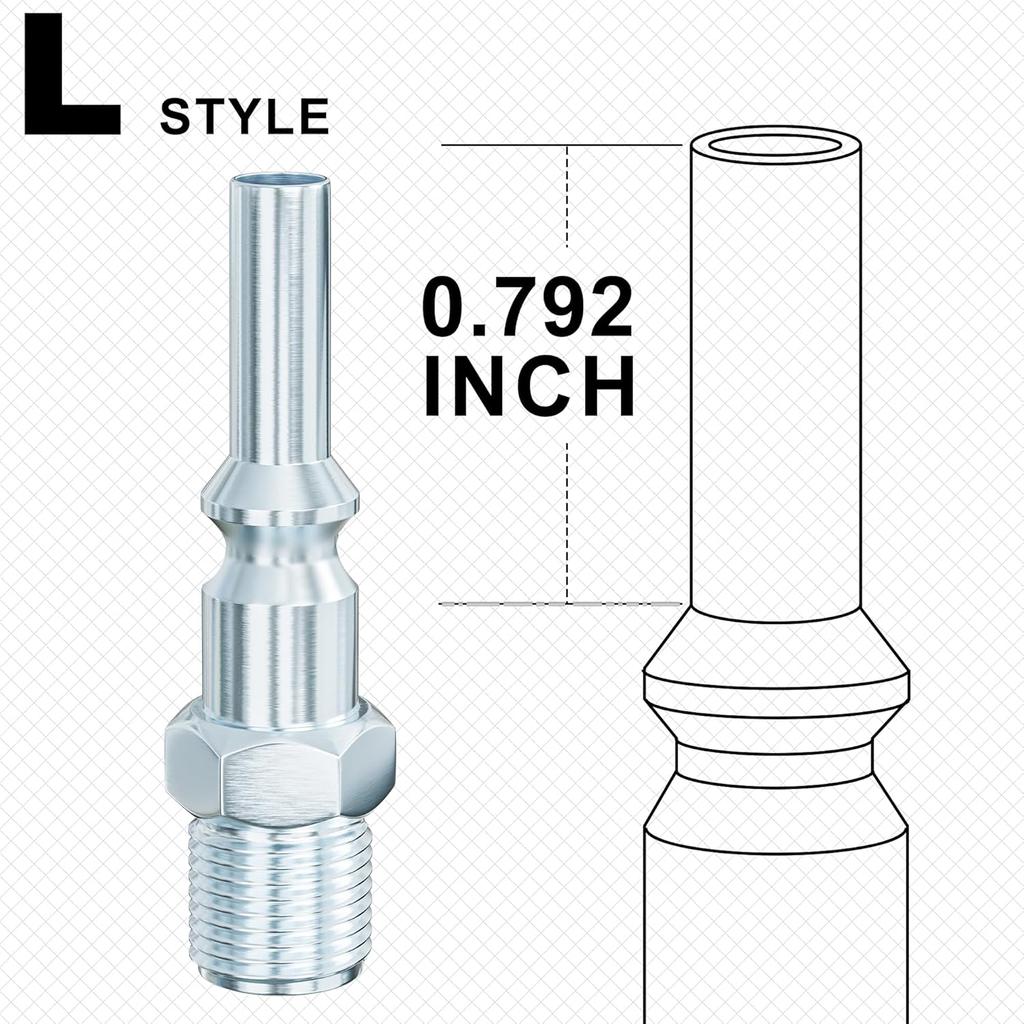 Lincoln L-style Air Hose Fittings, 1/4 In. Steel Male and Female Couplers with Male Plugs 14 Pieces Compressor Accessories Quick Connect Fittings