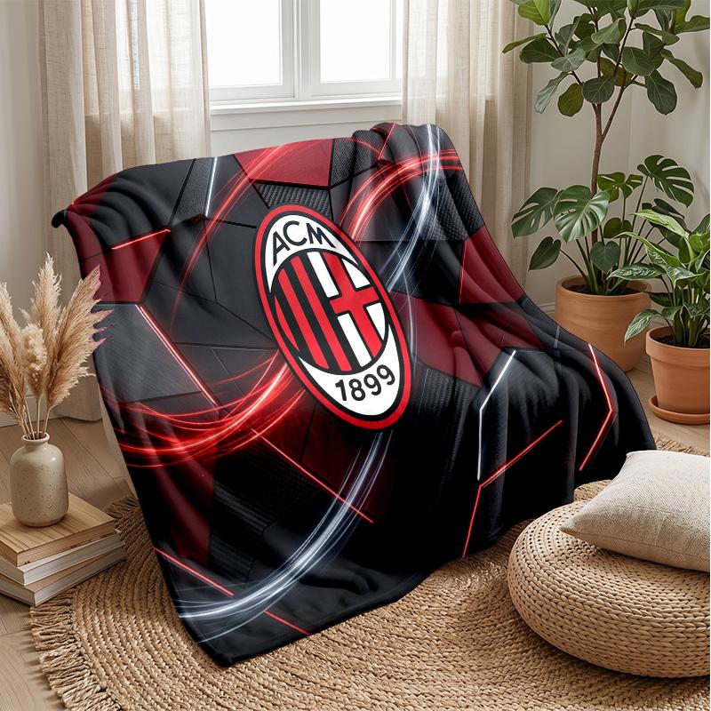 AC Milan Theme Blanket Soft Flannel Blanket Plush Throw Blanket Cozy Sofa Bed Blanket for Home Decor