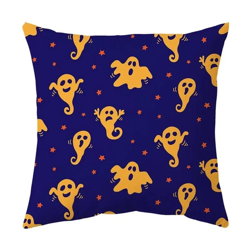 Halloween decoration cushion pumpkin skull pillow sleeve is suitable for home living room sofa waist cushion bedroom decoration 16x16Inch