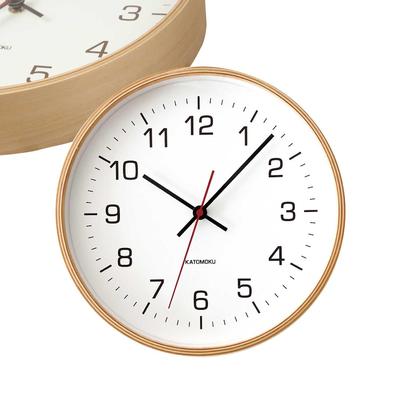KATOMOKU Plywood Clock 4 km-44NA Wall Clock with Continuous Second Hand, 25.2cm Diameter (quartz Clock)