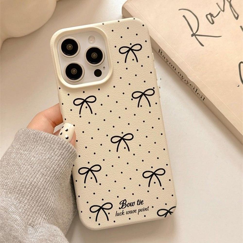

Чехол для телефона iPhone 16 15 14 13 12 11 Pro Max iPhone 11 13 16 15 14 12 Чехол для телефона с бантом в горошек iPhone 11 белый