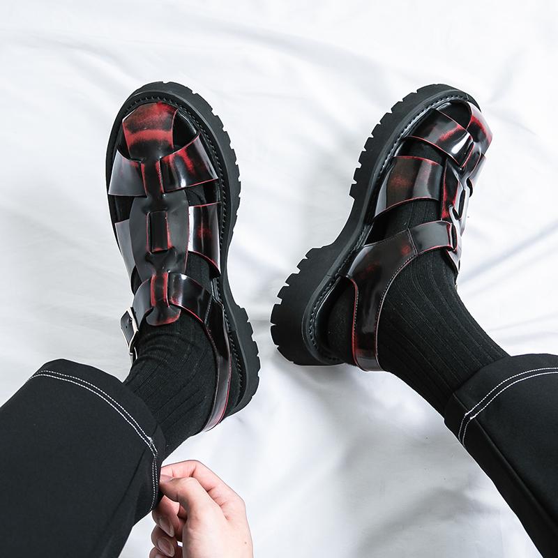 Summer Men’s Sandals Black Dress Close Toe Shoes Casual Stylish Leather Roman Sandals Plus Size