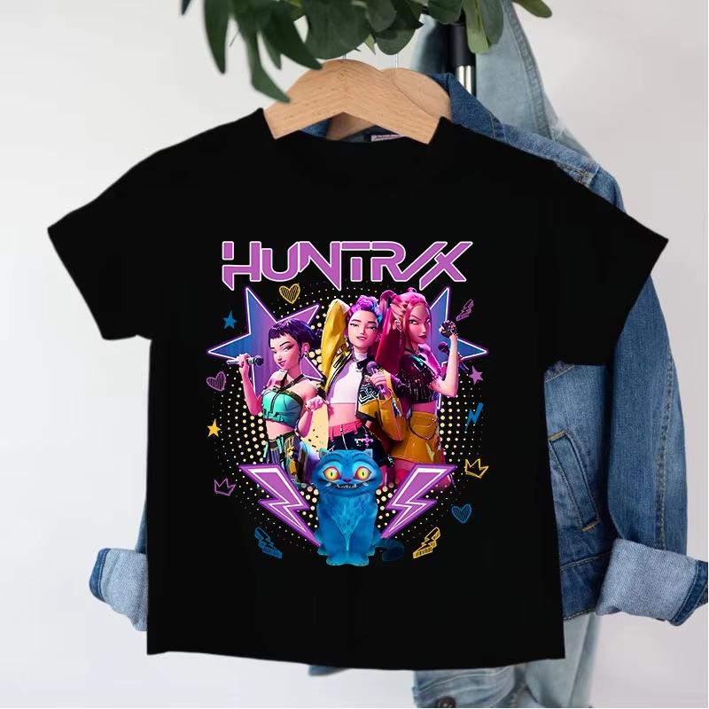Kpop Dämonenjägerin Girlgroup Baumwoll-T-Shirt - Kinder Rundhals Kurzarm