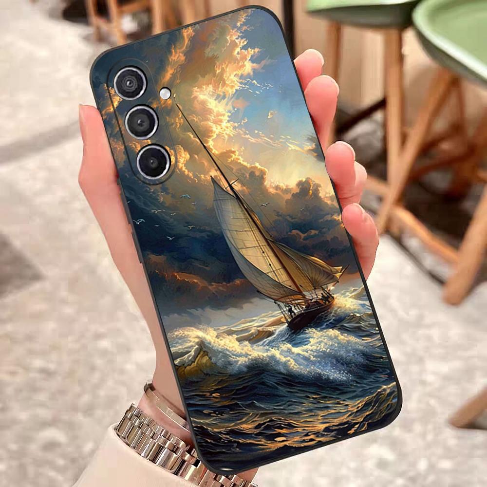 Sailing Boat Art Paintings Phone Case For Samsung S25 Edge S24 S23 S22 S21 S20 Ultra Plus Fe Galaxy A54 A53 A34 A25 A16 Silicon
