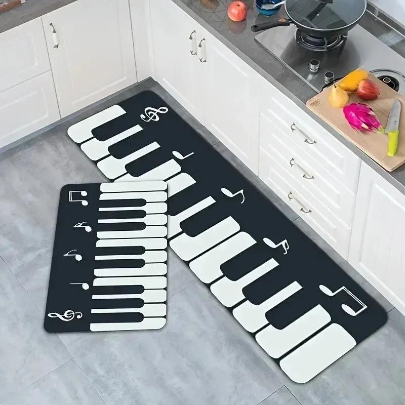 1 Stück Gitarrenmuster Pop Design Heimtürmatten Küchenteppiche Rutschfest Schlafzimmerteppiche Badematte Teppich für Zuhause Spüle Wäsche Dekor