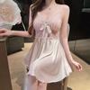 1011 New Pure Desire Wind with Chest Pad Sexy Suspender Nightdress Summer Ice Silk Pajamas Women's Lace Short Skirt Loungewear
