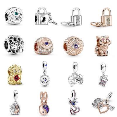 Nuevo Charm de Llave de Candado Plata de Ley 925 Charm Original para Pulsera Cuentas para Mujer Regalos de Joyería