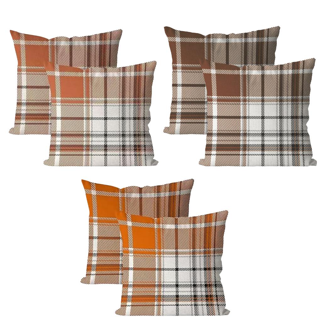 A Set Of 3 Pillowcases, Watercolor Brown, Checkered Decorative Pillowcases For Bedroom Sofa Decoration,18x18inches Without Pillow
