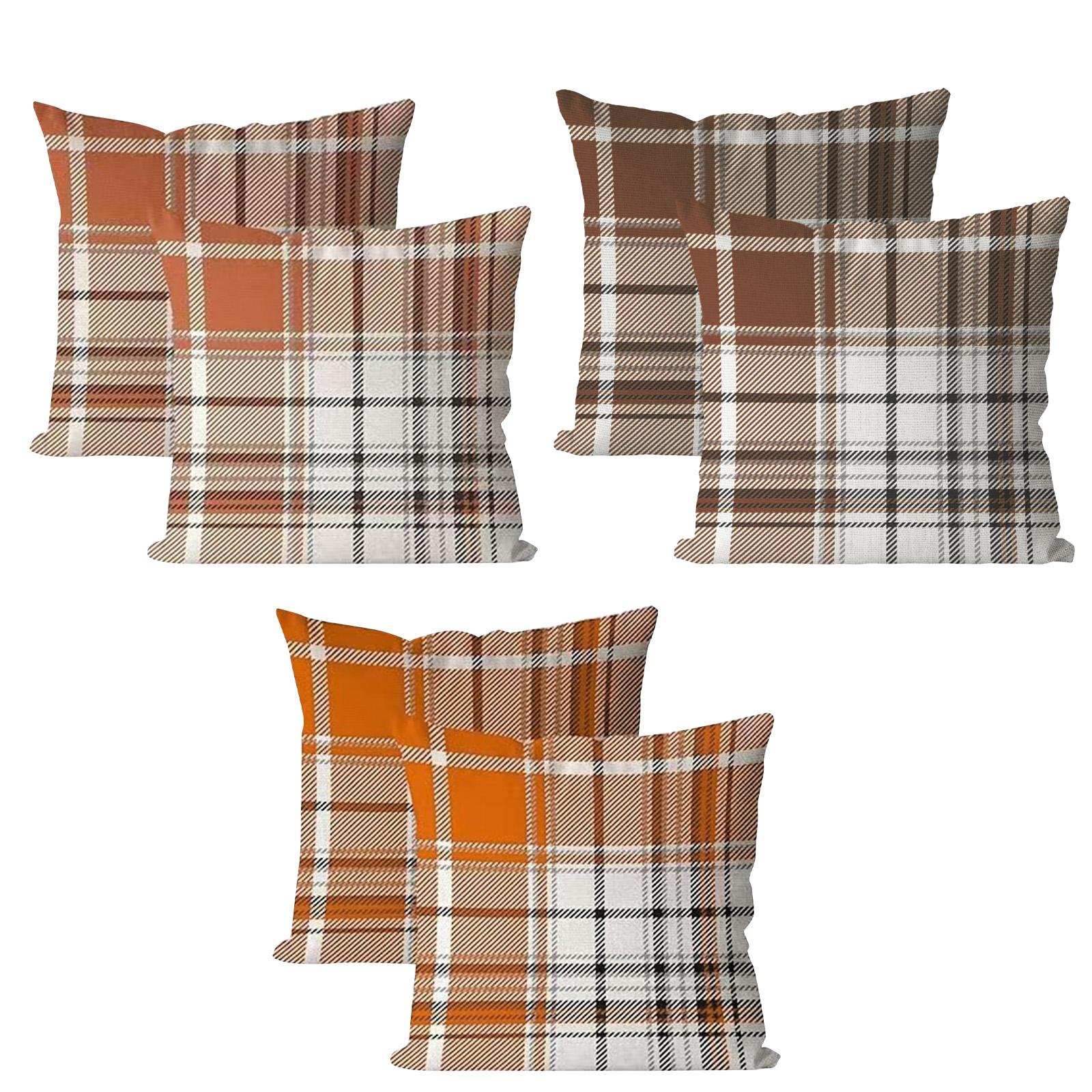 

A Set Of 3 Pillowcases, Watercolor Brown, Checkered Decorative Pillowcases For Bedroom Sofa Decoration,18x18inches Without Pillow One Size белый