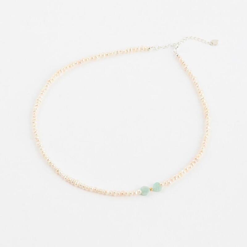 

Heart Gold Ball Adjustable Pearl Necklace Sterling Silver Amazonite
