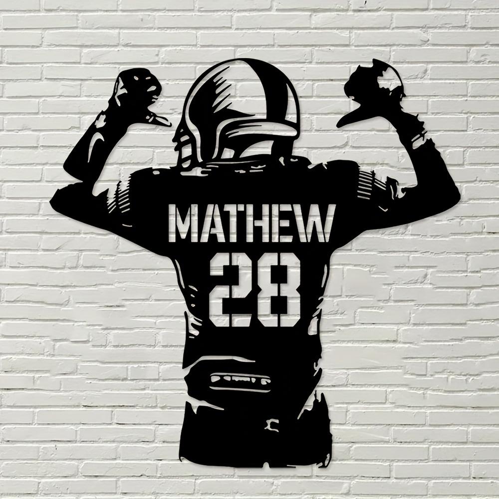 Metal Wall Art Personalized Football Player Sign Home Sports Decor Gift