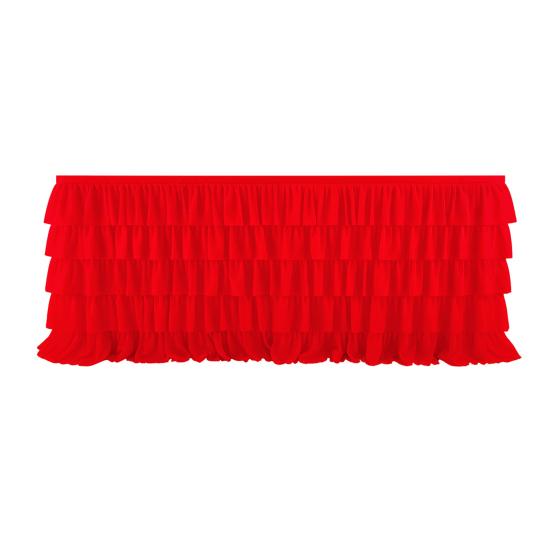 Red Tulle Table Skirt for 6ft/9ft Rectangle Tables Wrinkle Free Ruffled Tablecloths for Baby Shower Party Wedding Birthday Cake Dessert Table Decor