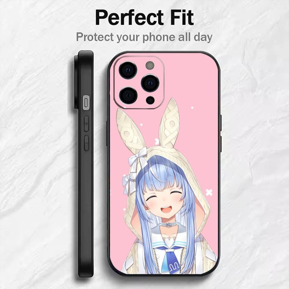 

Чехол для телефона Holo-Usada Pekora для iPhone 17, 16, 15, 14, 13, 12 Plus, Max, Мягкий Силиконовый, Черный iPhone14ProMax