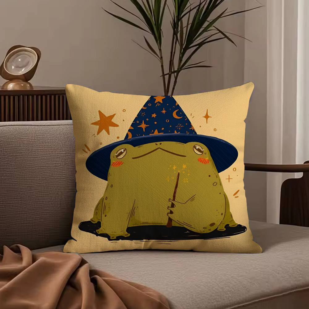 W-Wizard frog Anime Pillow Case Anti-dustmite Pillowcase Invisible zipper silky short plush Sofa cushion cover