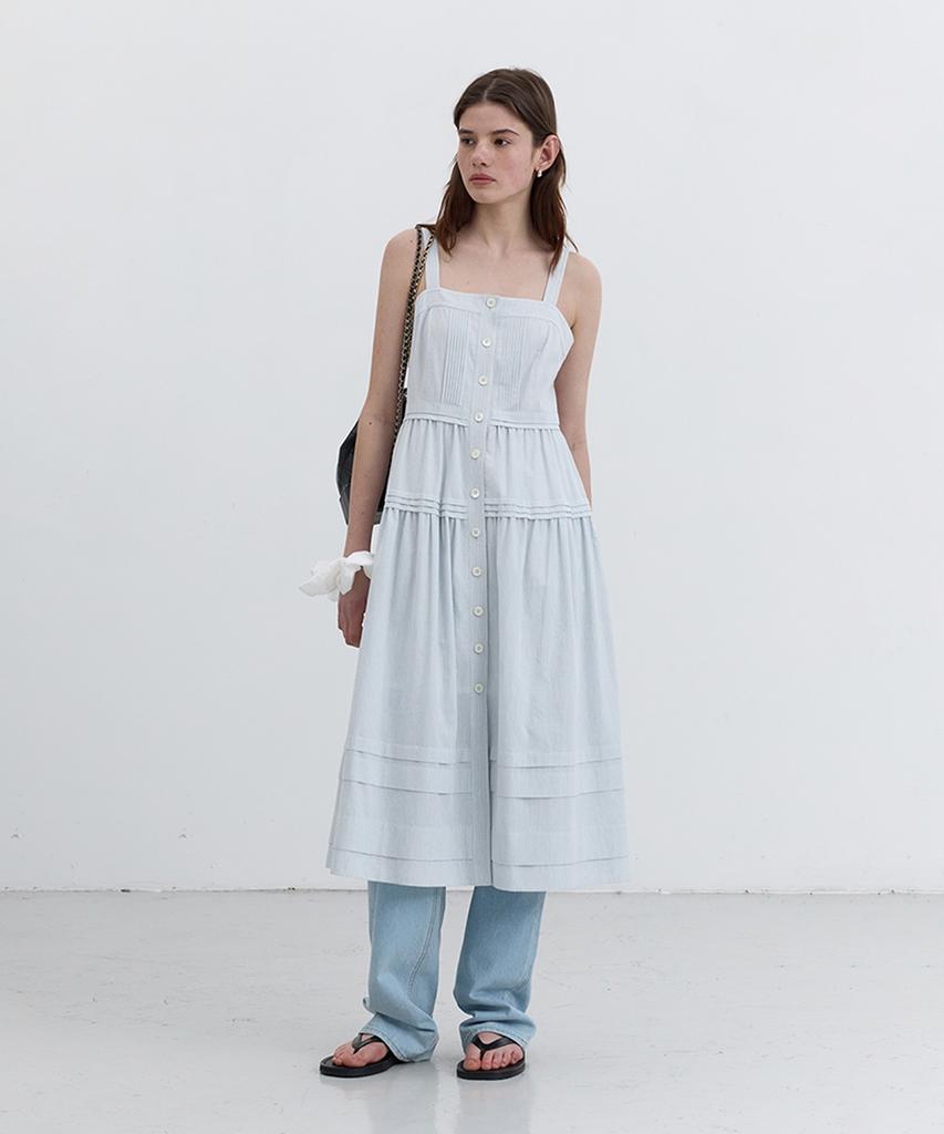 Deonseuteu Squar-Neck Sleeveless Dress_Uddr5B230_Soft Blue Stripe