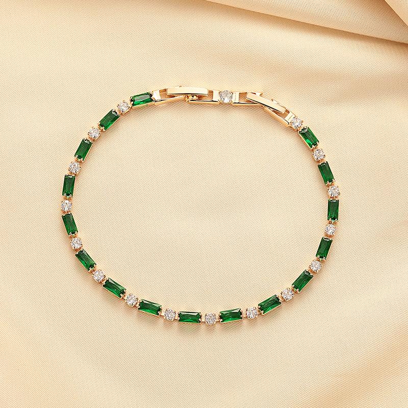 Rectangular Green Bracelet, Vintage Style, Niche and Exquisite Women's Bracelet