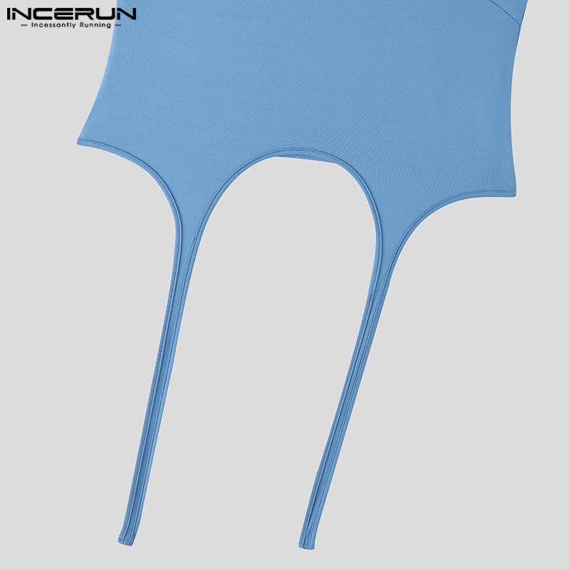 INCERUN Men Sexy Sleeveless Hollow Out Slim Party Fitted Short Tank Tops